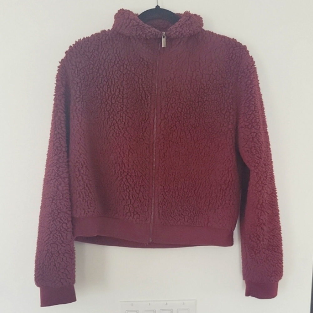 Cropped Cotton On Burgundy Teddy Jacket
